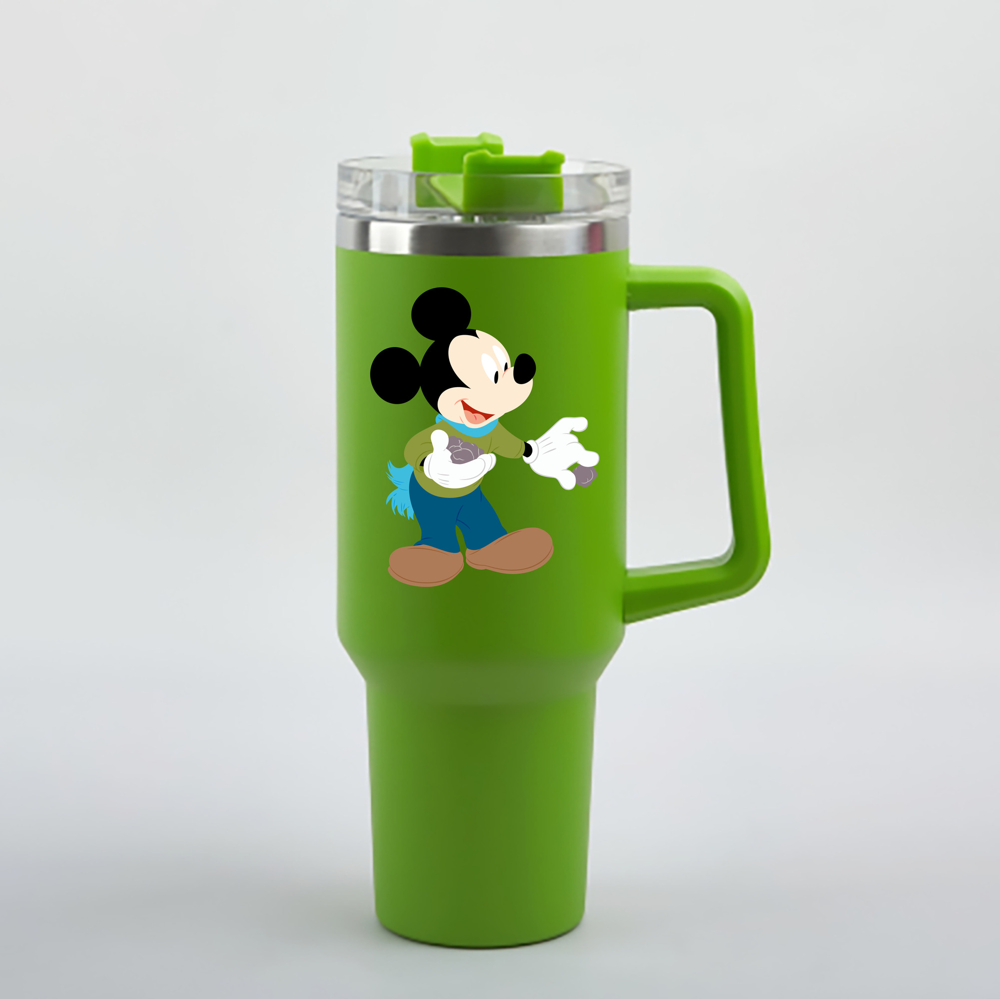 （画像用） ミッキーマウス Mickey Mouse 1200mL車用タンブラー - クリスタルステッカー（プラスチックストロー付き）